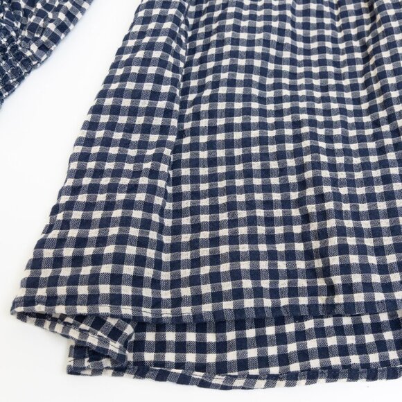 Zara Gingham Check Mini Dress Navy White Smocked Waist 100% Cotton - Picture 8 of 12